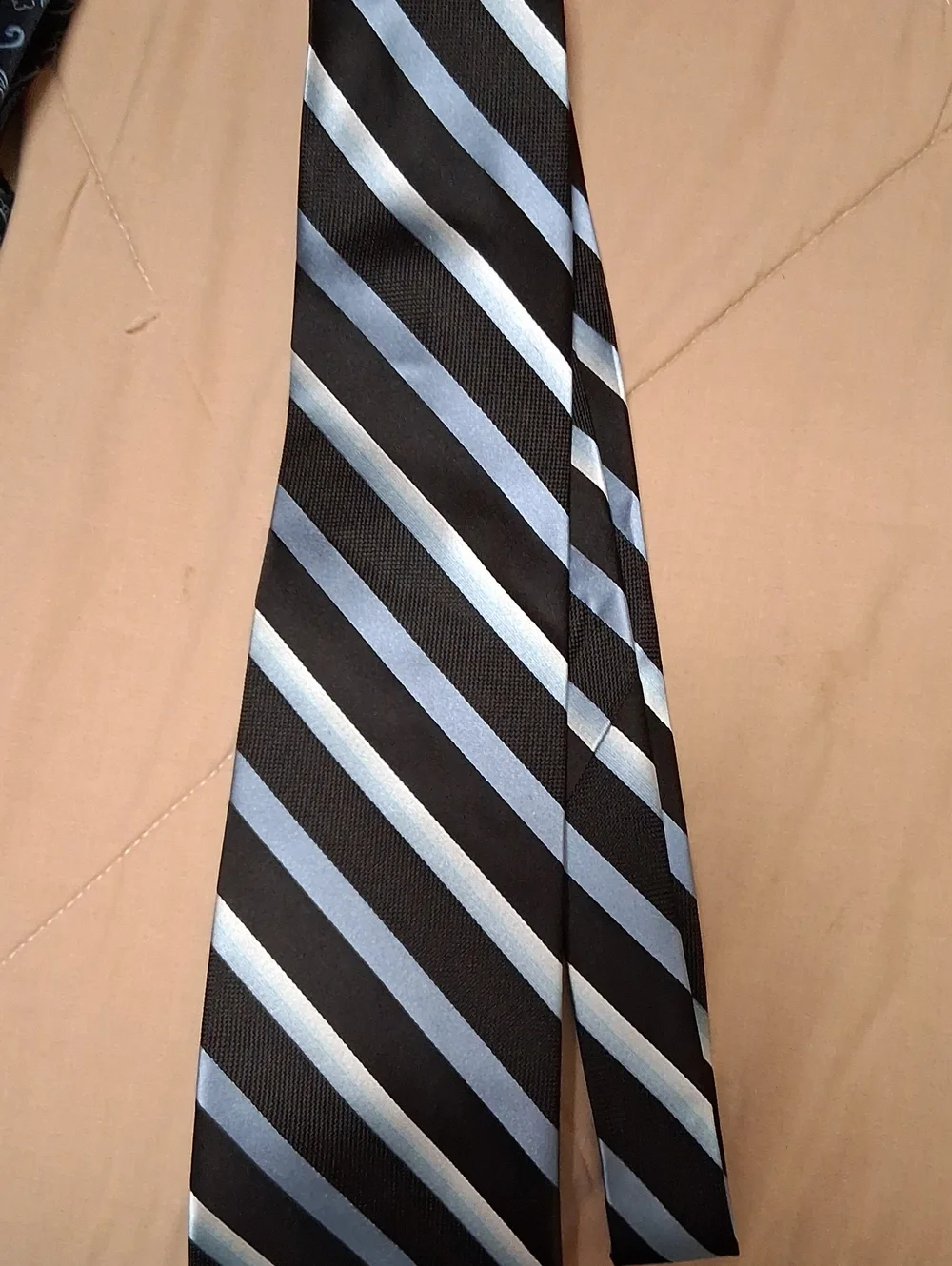 Black Tie with Blue Diagonal Stripes — Men's Neckwear